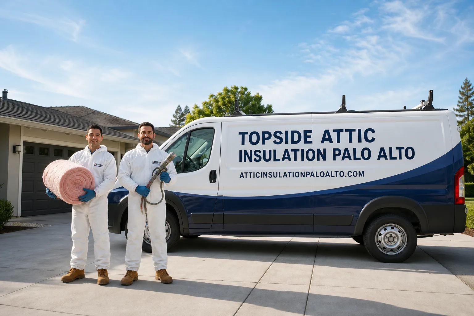 Topside Attic Insulation Palo Alto insulation service vehicle and crew in Palo Alto, CA
